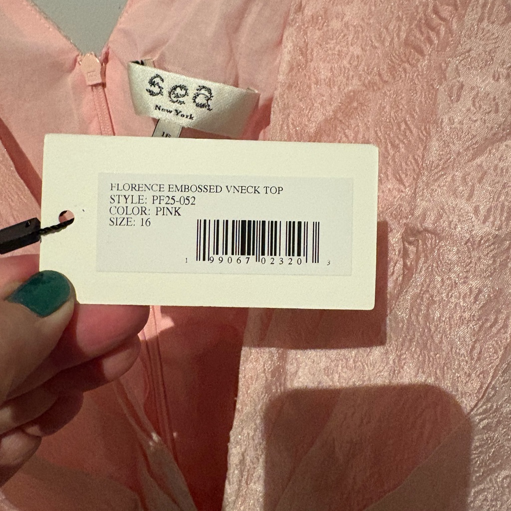 Sea New York Pink Florence Textured V-Neck Ruffle Blouse Size 16 — image 5 of 8